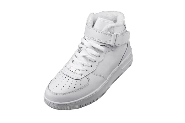 Sapatilha Branca Fundo Branco Sapatos Esportivos — Fotografia de Stock
