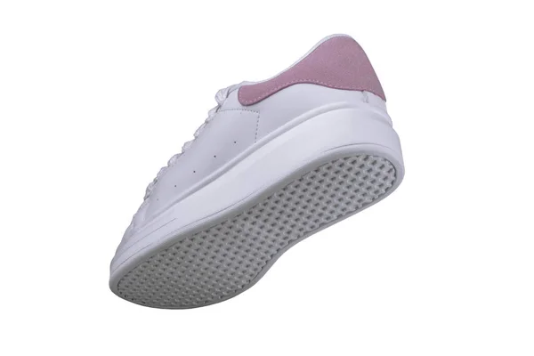 白色背景上的白色运动鞋 运动鞋 — 图库照片