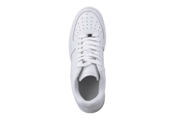 Een Witte Sneaker Top View Sporten Schoenen — Stockfoto