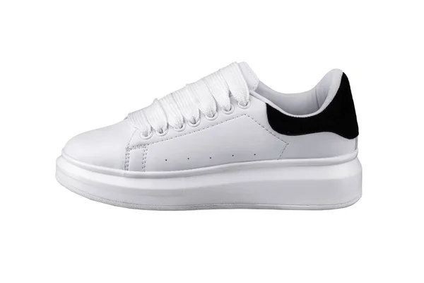 Sapatilha Branca Fundo Branco Sapatos Esportivos — Fotografia de Stock