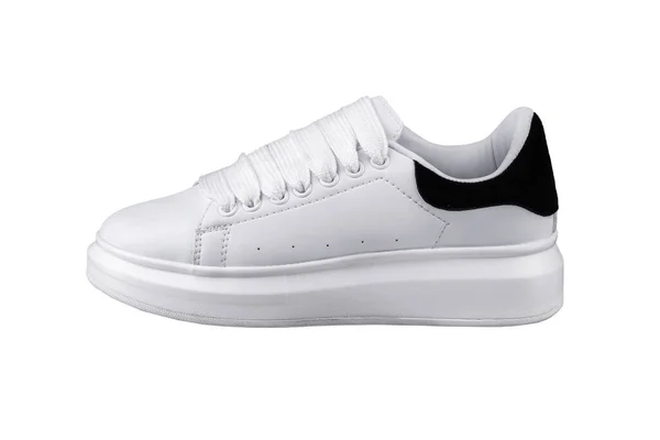 Baskets Blanches Sur Fond Blanc Chaussures Sport — Photo