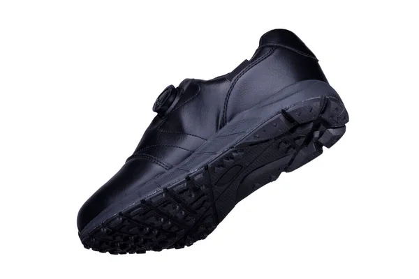 Une Chaussure Noire Sur Fond Blanc Chaussures Sport — Photo