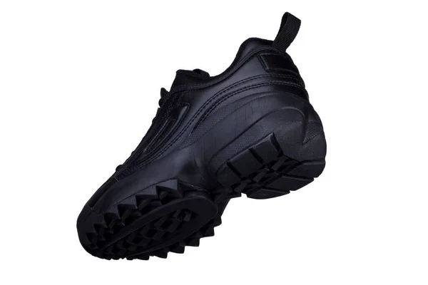 Una Zapatilla Negra Sobre Fondo Blanco Zapatos Deportivos —  Fotos de Stock