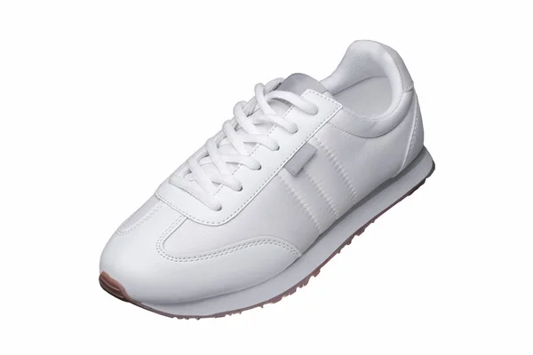 Sport Shoes White Sneaker Made Fabric Leather Accents — Stock Photo, Image