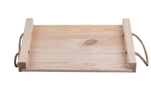 Wooden Tray White Background — Stock Photo, Image