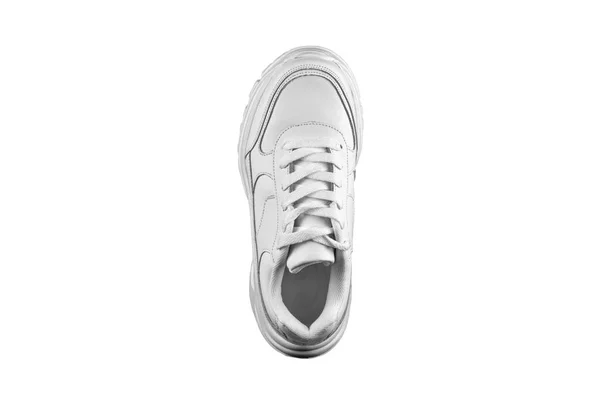 一只白色运动鞋顶视图 运动鞋 — 图库照片
