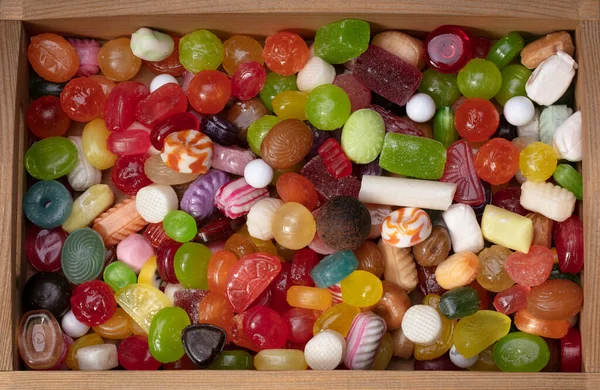 Muitos Doces Caramelo Multicolorido Doces Fundo — Fotografia de Stock