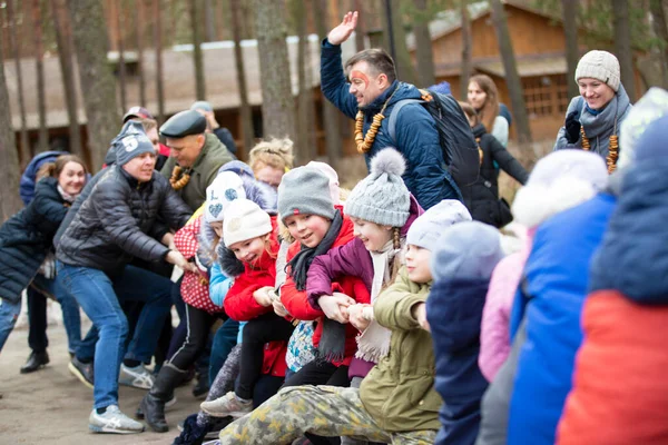Білорусь Місто Гомель Березень 2019 Maslenitsa Holiday Seeing Winter Tug — стокове фото