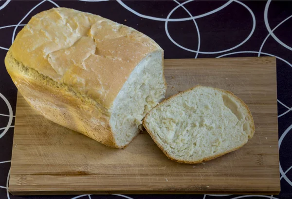 White Homemade Bread Wood Isolated Black White — Stock Photo, Image