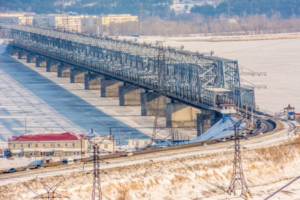 Puente Imperial Sobre Volga Ulyanovsk Invierno — Foto de Stock