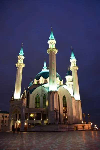 Мечеть Кул Шариф Казанском Кремле Ночью Казань Россия — стоковое фото