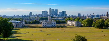 Panorama Cityscape görünümü Greenwich, Londra, İngiltere, İngiltere'den. Greenwich Parkı.