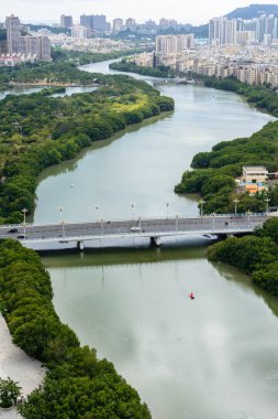 Sanya şehrinin L 'den güzel panoramik manzarası.