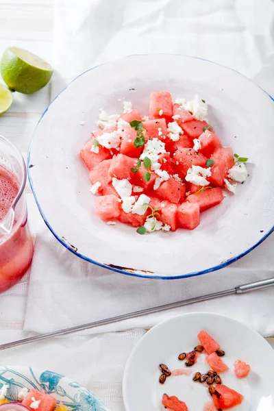 Fresh summer watermelon salad — Stock Photo, Image