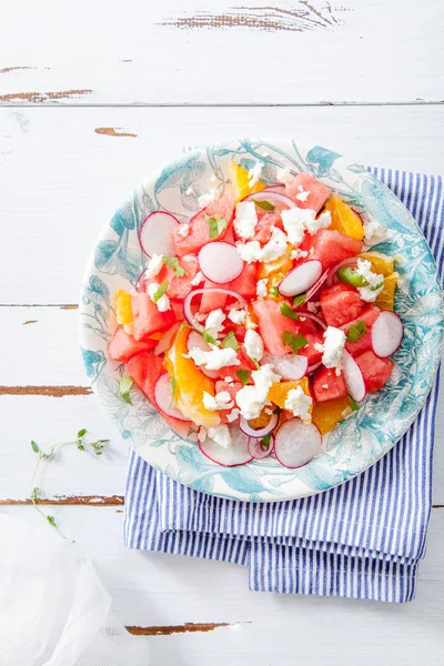 Watermelon salad with orange — Stock Photo, Image