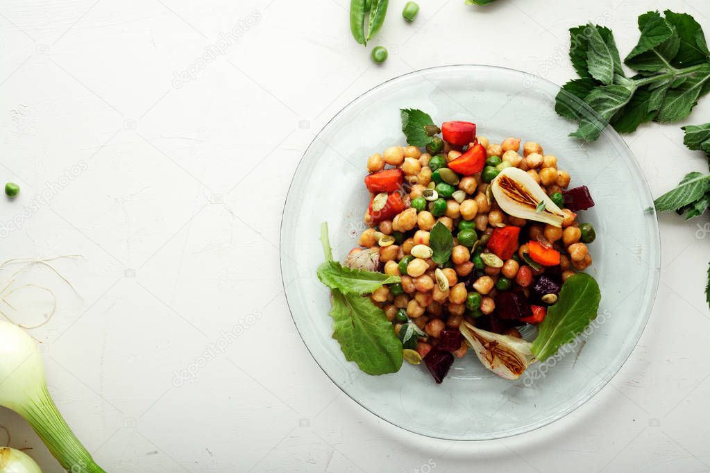 Fresh chickpea salad with mint