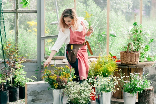 Young cute lady gardener