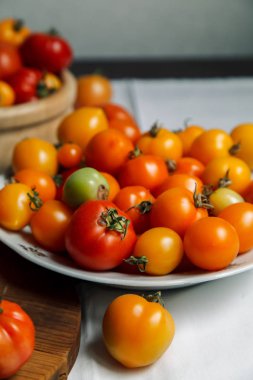 Plaka üzerinde taze organik domates