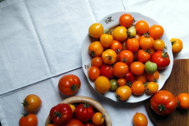 Plaka üzerinde taze organik domates