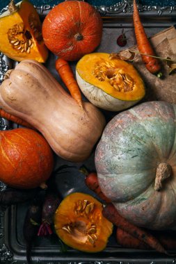 Sonbahar kabaklar rustik kompozisyon