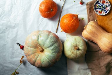 Sonbahar kabaklar rustik kompozisyon