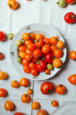 Plaka üzerinde taze organik domates