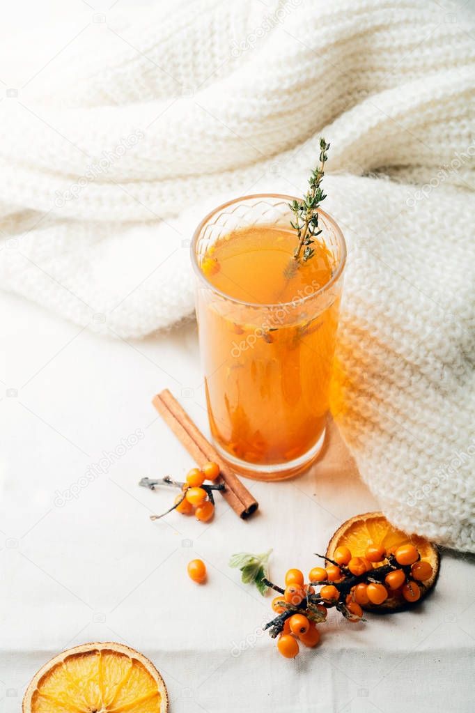 Organic tea with sea buckthorn berries