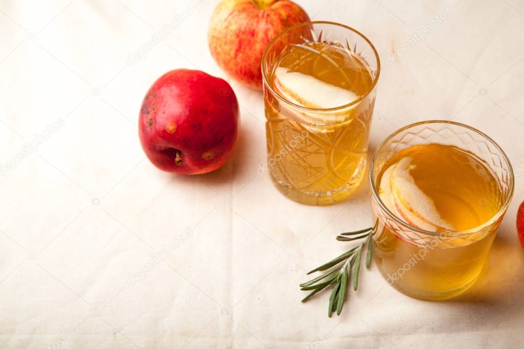 Vintage glasses with apple cider