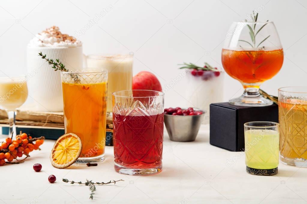 Set of winter cocktails