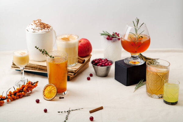 Set of winter cocktails