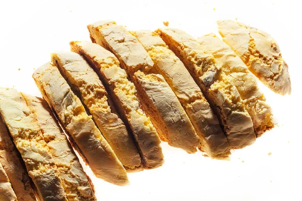 Традиционные Итальянские Кантучини Печенье Миндалем Изолированы Белом Фоне — стоковое фото