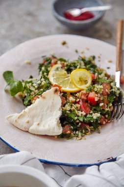 geleneksel Yahudi ve Orta Doğu yemek tabouli, İsrail mutfağı kavramı 