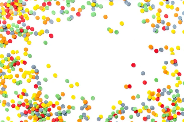 Kleurrijke Zoete Confetti Topping Geïsoleerd Witte Achtergrond Close — Stockfoto