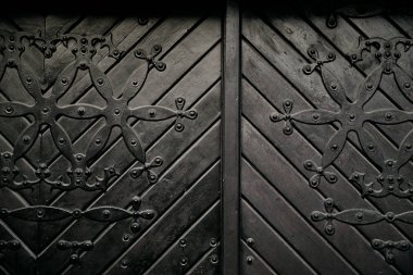 Metalik kapı doku, yakın çekim yaşlı siyah  