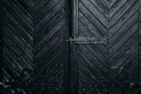 Stare Czarne Metalowe Drzwi Szczegół — Zdjęcie stockowe