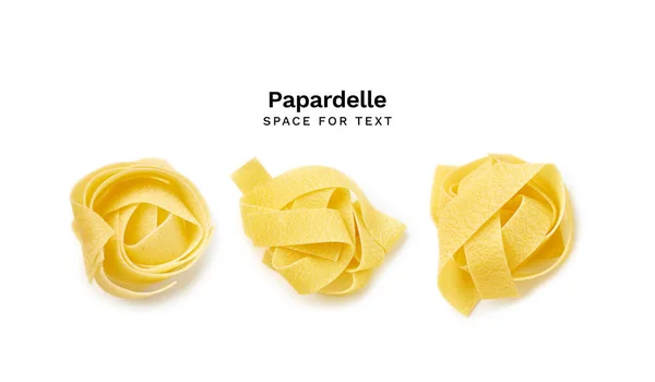Grupp Pappardelle Pasta Bon Isolerade Vit Bakgrund — Stockfoto
