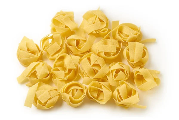 Group Raw Pappardelle Pasta Nests Isolated White Background — Stock Photo, Image