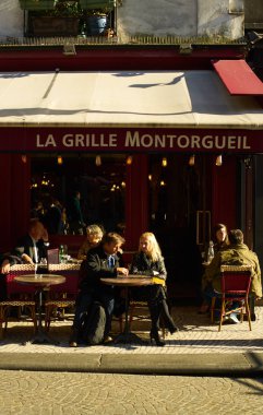 PARIS, FRANCE - NOVEMBER 10, 2019: French cafe exterior viewed from the street 