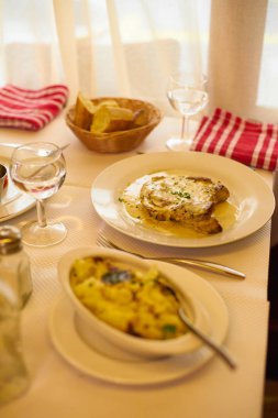 Lunch served at french traditional restaurant                               
