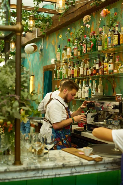 Paris França Novembro 2019 Vista Interior Acolhedor Restaurante Italiano — Fotografia de Stock