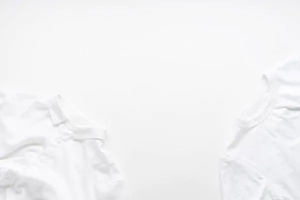 Λευκό Μονοχρωματικό Επίπεδο Ρούχα Λευκό Φόντο Έννοια Σχεδιασμού Ιστολογίου — Φωτογραφία Αρχείου