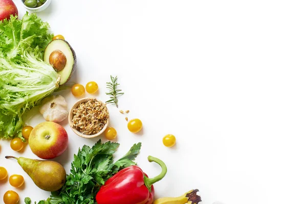 Légumes Biologiques Crus Sains Avec Des Herbes Des Germes Avec — Photo