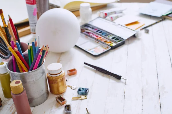 Intérieur Studio Peinture Artiste Indépendant Avec Des Formes Gypse Des — Photo