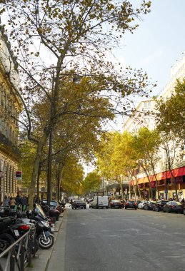 PARIS, FRANCE - NOVEMBER 6, 2019: Paris street scene at autumn day  