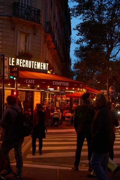 Paris France November 2019 French Restaurant Terrace Nighttime — Stok fotoğraf