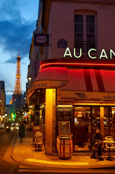 Paris France November 2019 French Restaurant Terrace Nighttime — Stockfoto