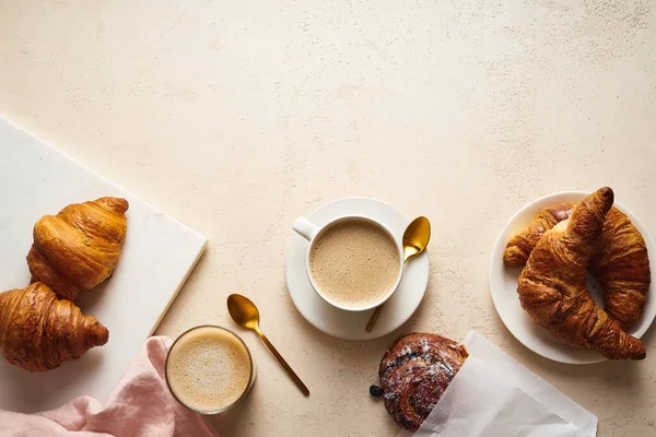 Coffee Croissants Table Breakfast Bakery Concept — Stock Photo, Image