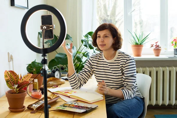 Майстерня Дизайну Жіночого Кіно Вдома Онлайн Освіти Робота Домашнього Виготовлення — стокове фото