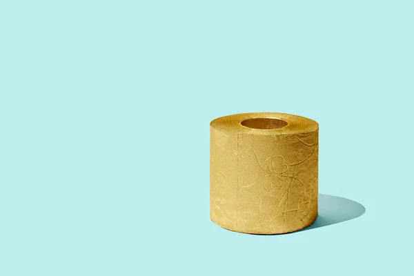 Golden Toilet Paper Hot Commodity Covid Period Self Isolation — Stock Photo, Image