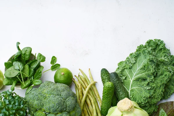 Mesa Con Ingredientes Saludables Comida Vegetariana Concepto Alimentos Crudos —  Fotos de Stock